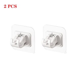 WH 2Pcs/Set Self-adhesive Clothes Hanging Crossbar Support Stand/ Strong Curtain Rod Bracket Holder Bathroom Accessories