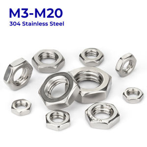 WH 304 Stainless Steel Flat Hex Hexagon Thin Nut M3 M4 M5 M6 M8 M10 M12 M14 M16 M20 Jam Nuts Wafer Low Thin Jam Nut Metric Threaded
