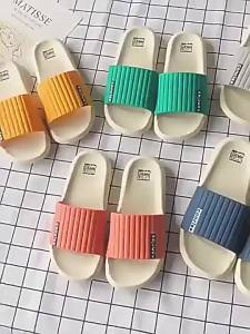 New WomenS Slippers For Home And Indoor Use Non-Slip Color-Blocked CoupleS Slippers Fashionable Outdoor Beach Sandals For Men