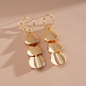 BAIXL Iron Circular Tassel Earrings Gift Accessories Round Ear Pendant Niche High-end Temperament Metal Drop Earrings Women