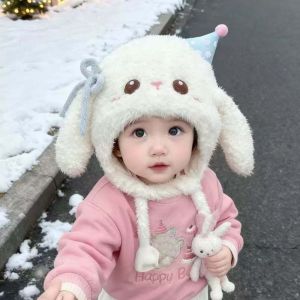 COUPLECOL Fleece Toddler Earflap Hat Windproof Thermal Cartoon Fluffy Caps Infant Winter Skullies Stretchy Warm Baby Bonnet Snow