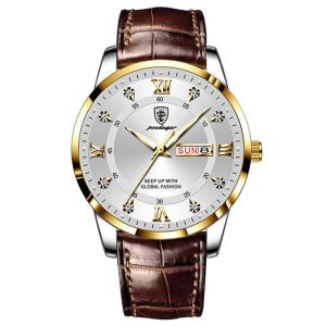 Đồng hồ nam chính hãng POEDAGAR 836 dây da đồng hồ kim loại sang trọng thanh lịch cổ điển dây đeo bằng da