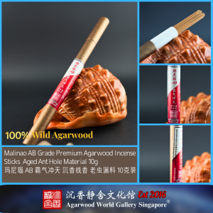 Malinao AB Grade Premium Agarwood Incense Sticks Aged Ant Hole Material 10g