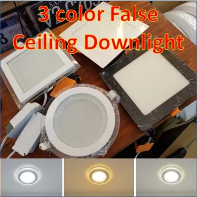 [Wholesale] 12W 3 Tone/ 3 Colour 12W LED False Ceiling Downlight/ Black Frame/ Glass Frame Downlight