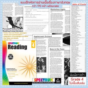 Spectrum Reading Worksheet แบบฝึกหัดส่งเสริมการอ่านเนื้อเรื่อง Grade 1 to 8 = 170 หน้า พร้อมเฉลย Worksheets with Answer Keys