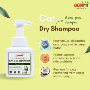 Oommi Probiotics Cat Dry Shampoo | Kucing Syampu Kering Syampu Tanpa Air