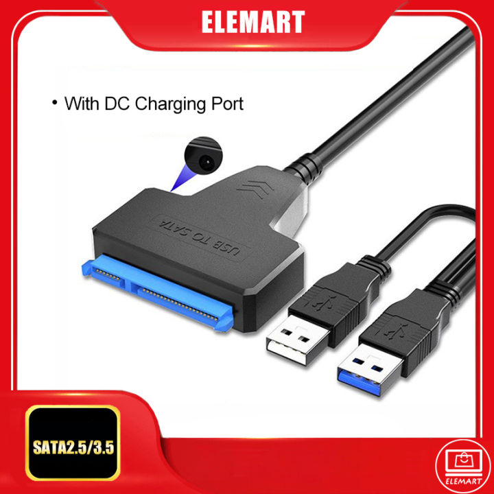 ELEMART SATA to USB 3.0 Cable for 2.5/3.5 Inch External HDD SSD Hard Drive SATA 2.0 22 Pin Cable ...