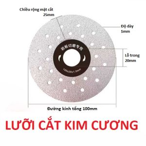 Lưỡi Cắt Kim Cương 100x20x1mm Phù Hợp Các Loại Máy Cắt Máy Mài Góc Dùng Cắt Gạch Đá Lực Mài Đồng Đều Mịn