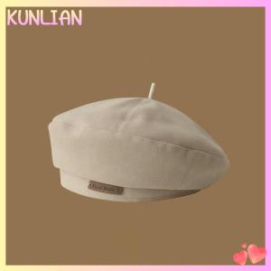 [KUNLIAN] Cotton Women Berets Winter Hats Vintage French Plaid Top Cap Painter Hat Autumn Winter Street Octagonal Beret Caps