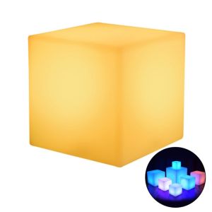 World Aifei Mall Glowing Cube Square Stool LED Light Cube Seat Chair Waterproof Rechargeable Lighting Sitting Stool Multipurpose Lighting