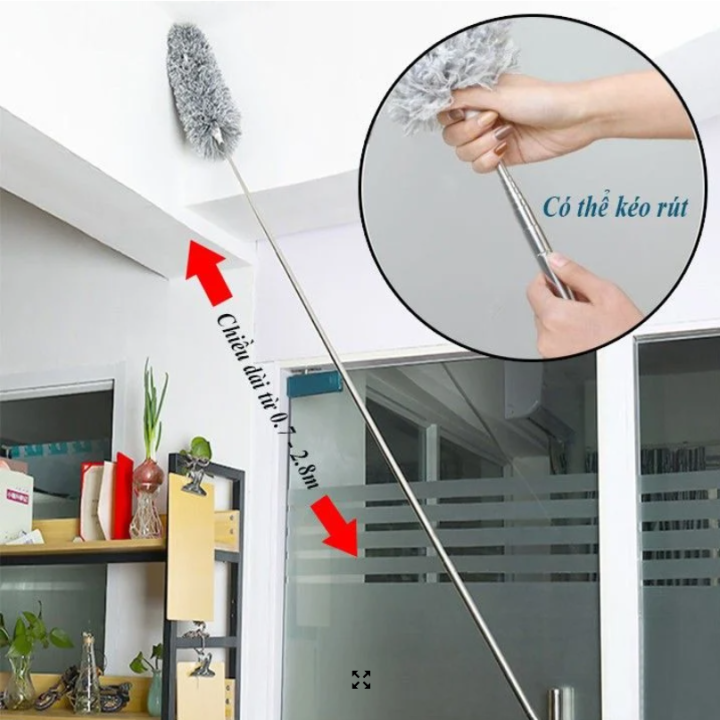 Chổi Bông Quét Lau Trần Nhà Cán Dài 280cm, Chổi Quét Mạng Nhện Đa Năng ...