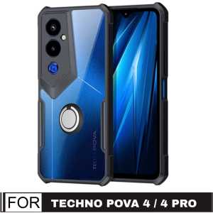 Promo Case Tecno Spark Go 2024 / Spark 20 / Spark 20C / Pova 5 / Pova 5 Pro / Pova 4 / Pova 4 Pro / Pova Neo 2 / Pova 3 + Holder Ring Premium Armor Fusion Shockproof Transparent