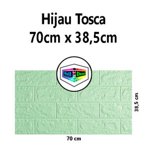 WD Wallpaper 3D Foam Sticker Warna Hijau Tosca Premium Wallpaper Tebal 3MM Wallpaper Stiker