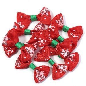 30pcs 2.5x4cm Christmas Bows Red Green Satin Ribbon Bowknot For DIY Home Wedding Party New Year Christmas Tree Headwear Ornament