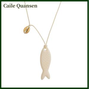 Caile Ocean Series White Minimalist Fish Fish Bone Conch Shell Pendant DIY Necklace Accessories Gift For Women