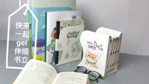 Adjustable Expandable Stainless Steel Book Stand - Versatile Bookend for Bookshelf Rack and Display (19x15x10-45cm)