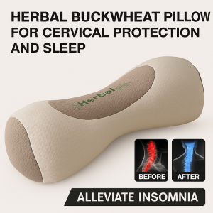 Herbal Buckwheat Neck Support Pillow Adult Cervical Spondylosis Special Pillow Sleep Aid Massage Pillow Straightening Curved Spines