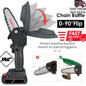 Ready Stock Mini Chainsaw 4-Inch Electric Chainsaw Handheld Mini Pruning Shears Chainsaw for Tree Trimming Wood Cutting 2 Battery