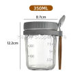 Happy กล่องใส่อาหารเช้า 350ml ใส่ข้าวโอ๊ต ซีเรียล มีช้อนพร้อมฝาปิด Oats Containers. 