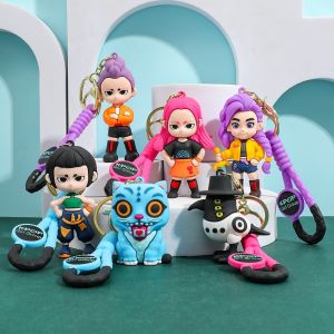 OOC Tiger Character Demon Hunters Keychain Movie Cute PVC Figure Keychain Fashion Zoey Rumi Key Ring for Kids Fans