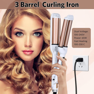 3 Barrel Hair Crimper Iron Professional Curling Wand 0.6 Inch Ceramic Fast Heating Crimping Iron Waves Tool LED Display 110-220V