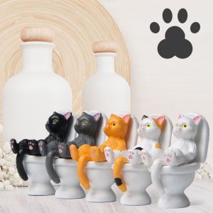 NJJU Figure Toys Gifts Cute Simulation Cat Cat  Home Garden Decor Home Decor Toilet Sitting Miniature Fairy Garden Ornaments Micro Landscape PVC Model Miniature Crafts Cat Ornaments