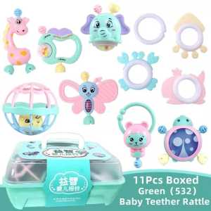 TEETHER BAYI (ISI 11PCS) GIGITAN BAYI SILICON LEMBUT BPA FREE TEETHER BAYI BPA FREE Mainan Lonceng Kerincingan Bayi 11cs Set Mainan Teether Bayi Gigitan Tangan Pegangan Kerincingan