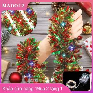 [COD] MADOU2 1PC 5m giáng sinh tinsel Vòng hoa kim loại sáng bóng Vòng hoa với đèn LED Cây giáng sinh vòng hoa dày treo thích hợp cho trang trí nội thất