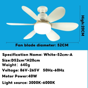 Smart 3-in-1 Ceiling Fan with Remote Control Lighting Lamp E27 Converter Base 85-265V Lighting Base for Bedroom and Living Room