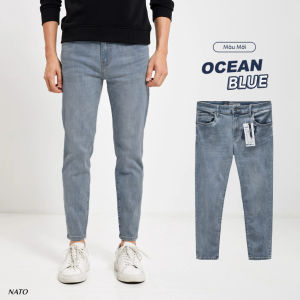Quần Jean Nam JEANS Vải Cao Cấp Xuất Khẩu Trơn Dày Màu Xanh Đen Navy Đẹp Form Co Giãn Dài Ống Ôm Đẹp NATO
