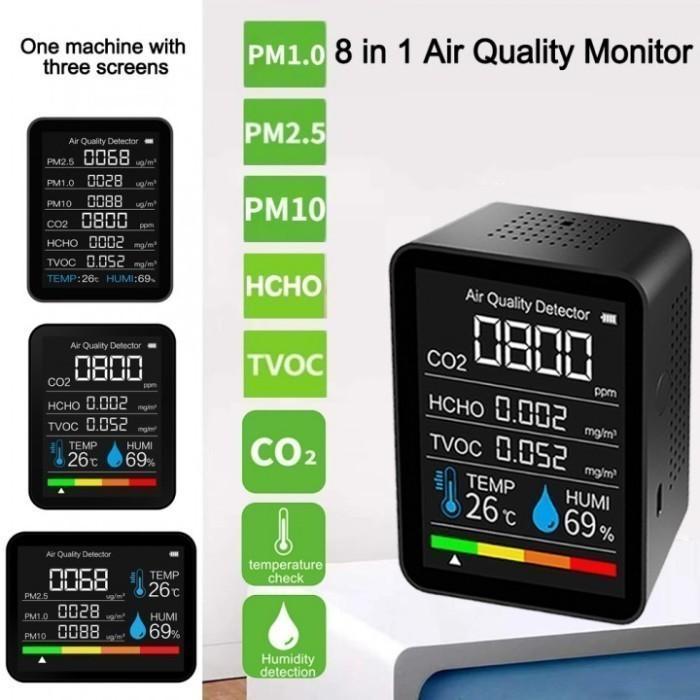 ROCKWARE 2C07 ALAT DETEKTSI KUALITAS UDARA SUHU HUMIDITY UDARA 8 IN 1 ...
