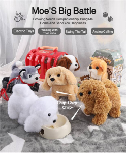 Electric simulation dog Intelligent robot dog Plush toy dog Barking and walking Doll doll