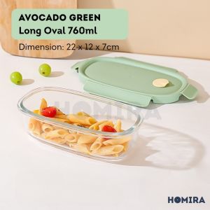 Homira Summer Series Rectangle Borosilicate Glass Food Container – Airtight Lunch Box | Oven Safe (760ml-940ml)