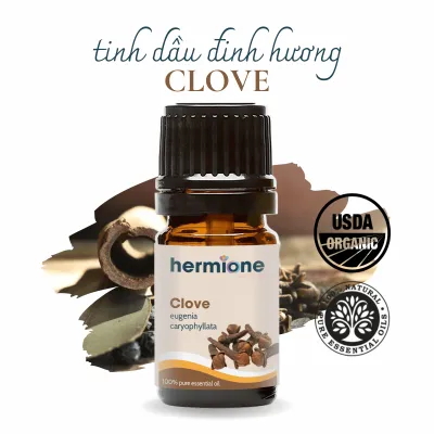 Tinh Dầu Đinh Hương Clove Hermione Natural Life 100% Thiên Nhiên Nguyên Chất Cao Cấp Nhập Khẩu Thơm Dịu Nhẹ Xông Thơm Phòng Giúp Giảm Stress Kiểm Nghiệm Quatest 3