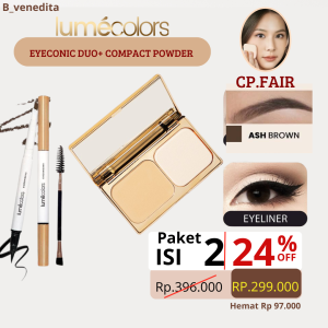 Lumecolors Paket Compact Powder Bedak Padat Eyeliner Eyebrow Eyeconic Duo