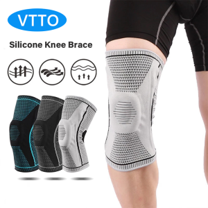 VTTO 1ชิ้นซิลิโคนเต็มเข่ารั้งสายสะบ้าอยู่ตรงกลางสนับสนุนการป้องกันการบีบอัดแผ่นกีฬาวิ่งบาสเกตบอล