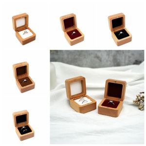 XINSU38 Velvet Wood Rings Box Exquisite Retro Earrings Display Tray Multipurpose Ear Studs Case Ring Earring Holder Desk
