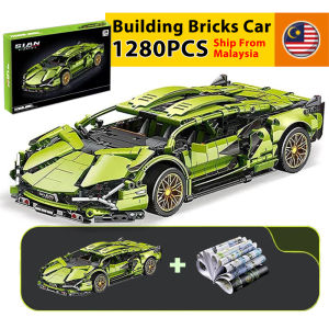 Lamborghini Building Block Car Toys (1280+PCS) Assembly Technic Speed Kereta Brick Glorious Model Mainan Elekt