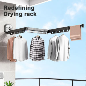 Black Wall Mount Rack Aluminum Clothes Hangers Folding Clothes Rack Drying Rack Sucker Install Clothes Home Laundry Clothesline
