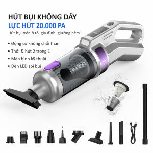 MÁY HÚT BỤI CẦM TAY KHÔNG DÂY 8IN1 – HÚT & THỔI 2 CHIỀU – LỰC HÚT MẠNH 25.000PA – TẶNG BỘ ĐẦU HÚT ĐA NĂNG