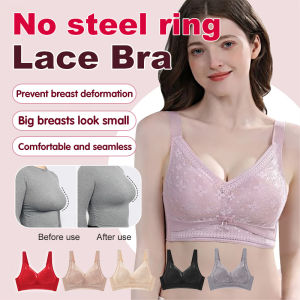 【Veimia】Payudara Besar Terlihat Lebih Kecil Bra Push-up Gaya Baru Tanpa Kawat / Bra Tipis Yang Bisa Disesuaikan / Bra Ukuran Besar / Bra Gesper 4 Baris & Tali Lebar / Bra Renda Nyaman Dan Bernapas