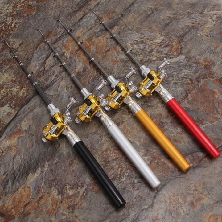 1/5pcs Mini Portable Pocket Fish Pen Aluminum Alloy Fishing Rod Pole Reel  Combos