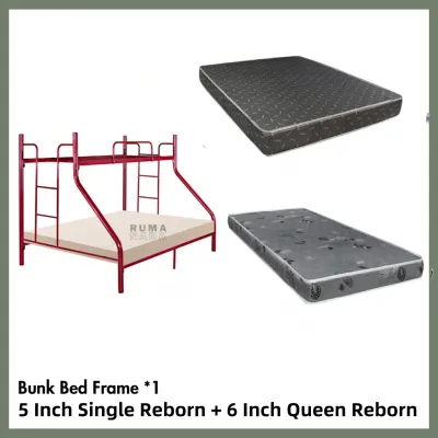 Maroon Bunk Bed / Cold Rolled Metal Bunk Bed Double Decker / Katil IbuAnak Hostel / Bunk Bed Budget / Katil Besi 2Tingkat / Katil Besi / Bed Frame