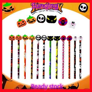 SQ Stationery [Flash Sale] ดินสอฮาโลวีนการ์ตูนสุดสร้างสรรค์12ชิ้นเครื่องเขียนสำหรับนักเรียนน่ารัก HB สีดำเขียนได้กล่องปากกาของขวัญสำหรับโรงเรียน
