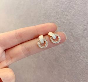 [HCM] Bông tai đính đá tròn kiểu dáng thời trang LINDO