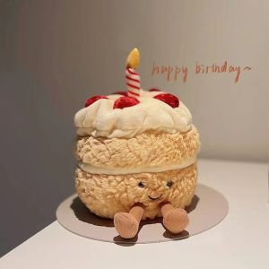20cm Birthday Cake Shape Plush Doll Kid Birthday Gift Plush Toy Cat Plushie Soft Toy
