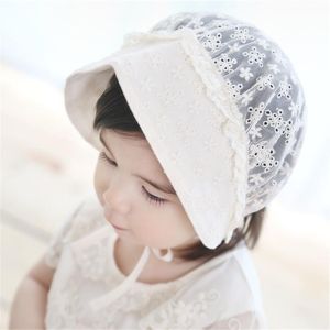 REEBO Flower Baby Lace Hat White Princess Lace Ruffle Hat Korean Style Breathable Girl Sunhat Kids