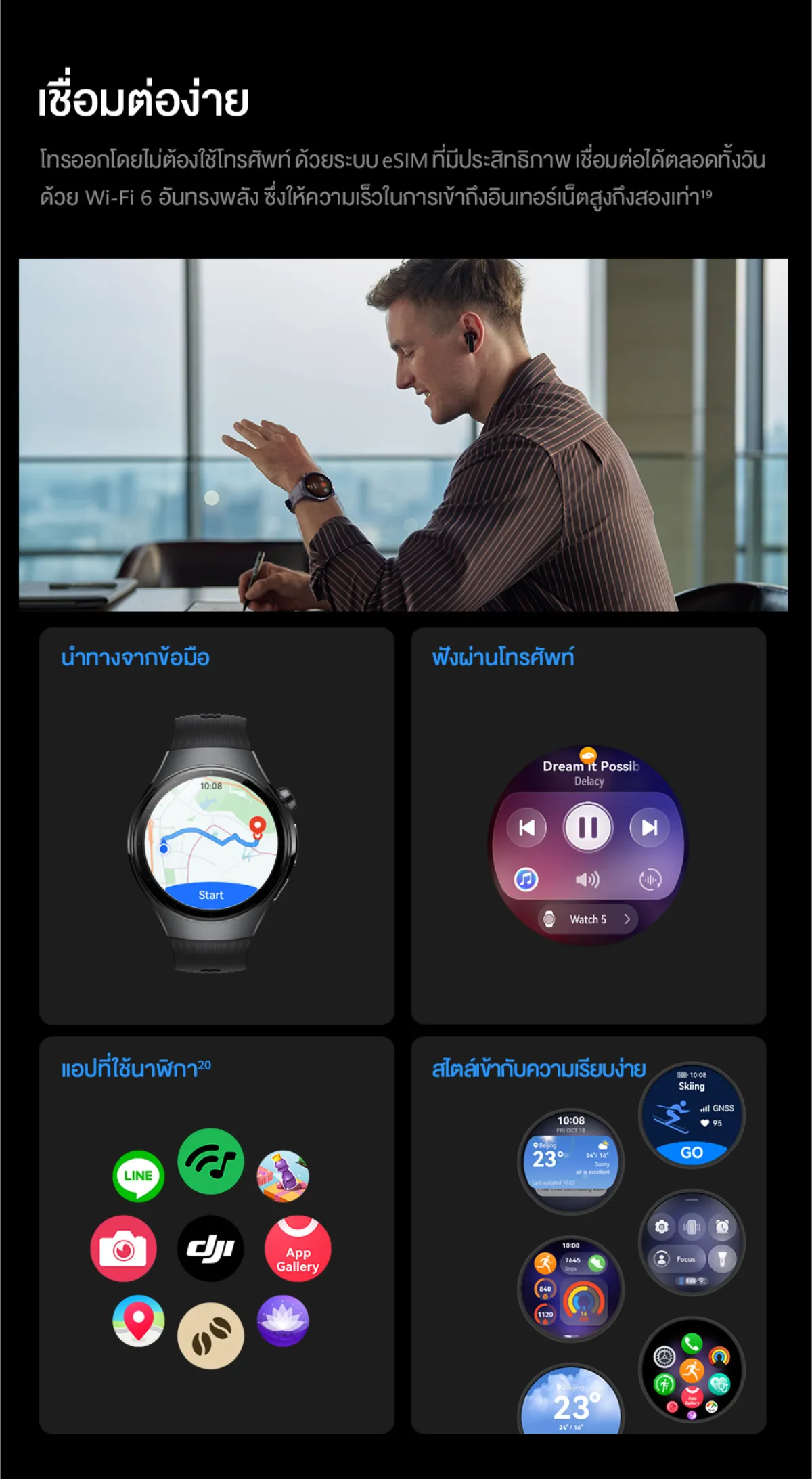 HUAWEI Watch 5 นาฬิกา smart watch เซ็นเซอร์ X-TAP