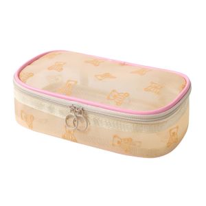 JPTD Large Capacity Mesh Cosmetic Bags Zipper INS Toiletries Storage Pouch Cosmetic Case Portable Visible Wash Handbag Women