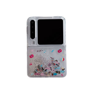 Cute Floating Dogs Sliders Quicksand Case for Huawei PURA X Folding Cover Shell Anime Puppy Dog Glitter Sand Liquid Hard Funda
